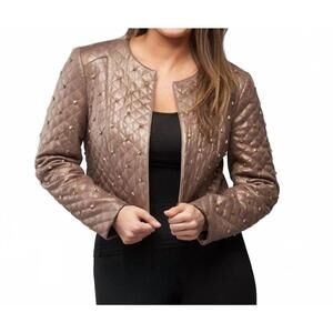 NEW INSIGHT vegan leather jacket in bronze